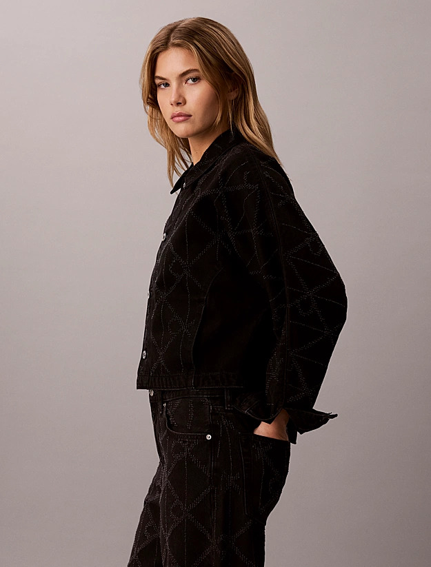 Women's Black Doleman Trucker Ndlpunch CK Worn Jacket Calvin Klein LV047H944G-4B3