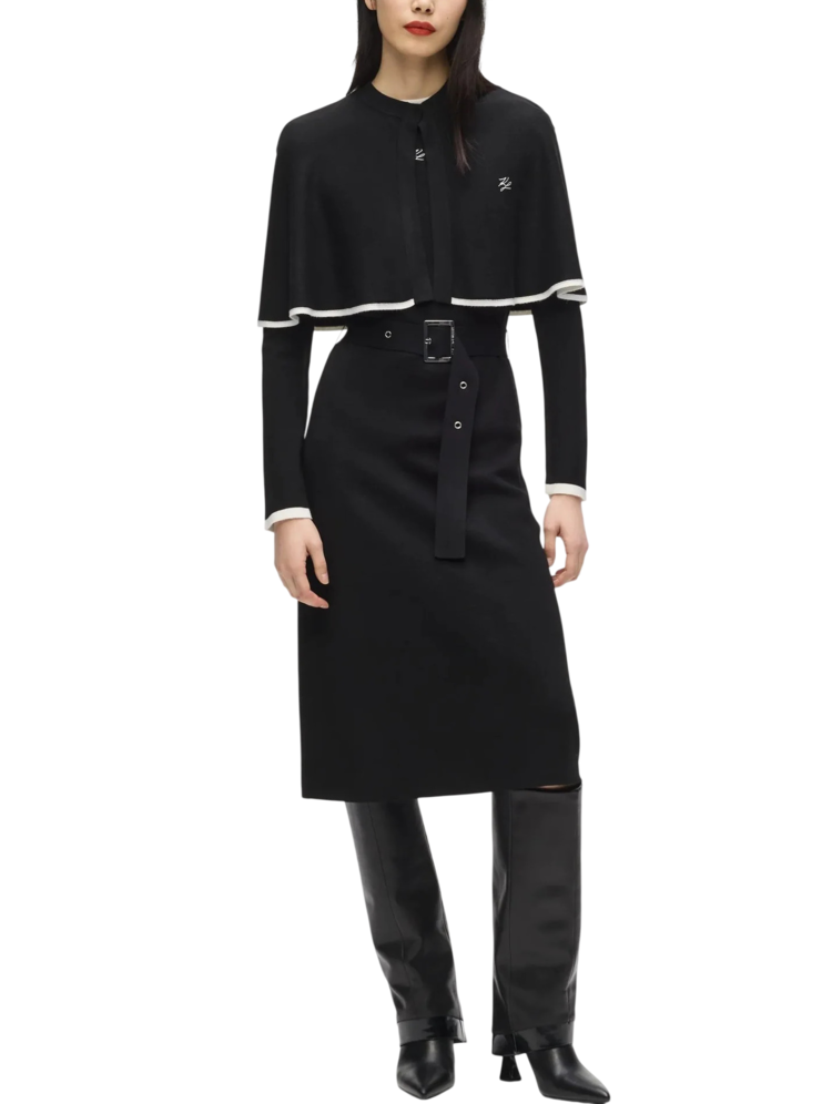 Γυναικείο Μακρυμάνικο Φόρεμα Μαύρο Karl Lagerfeld B4W13027-998 Black/White