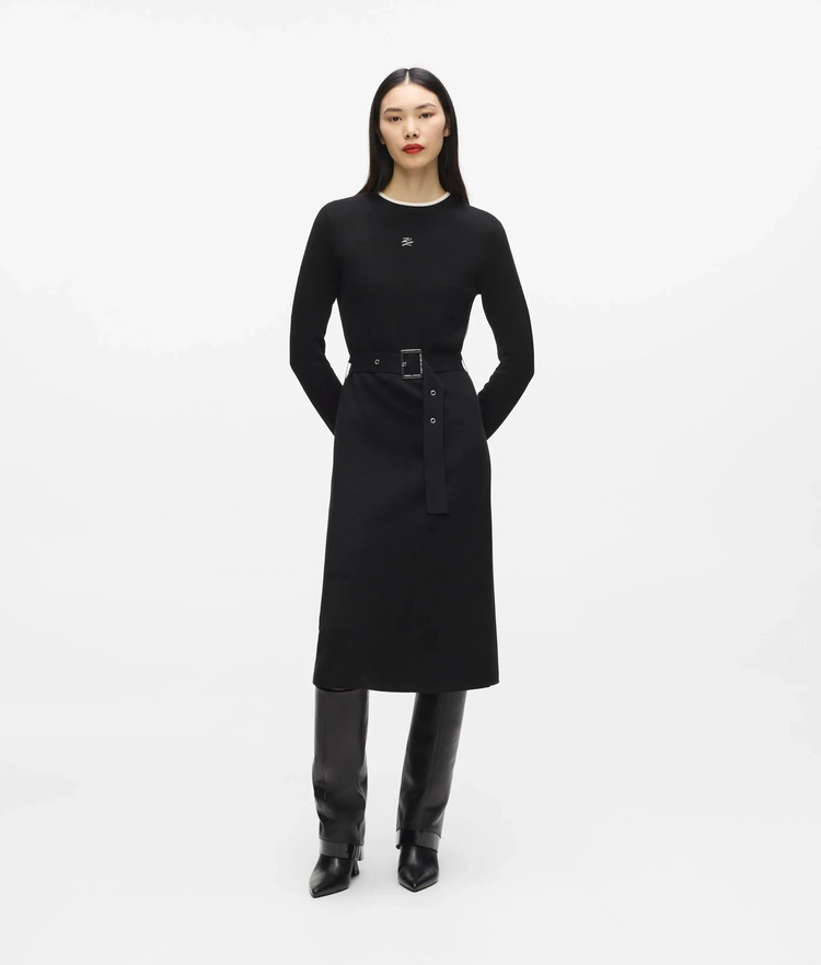 Γυναικείο Μακρυμάνικο Φόρεμα Μαύρο Karl Lagerfeld B4W13027-998 Black/White