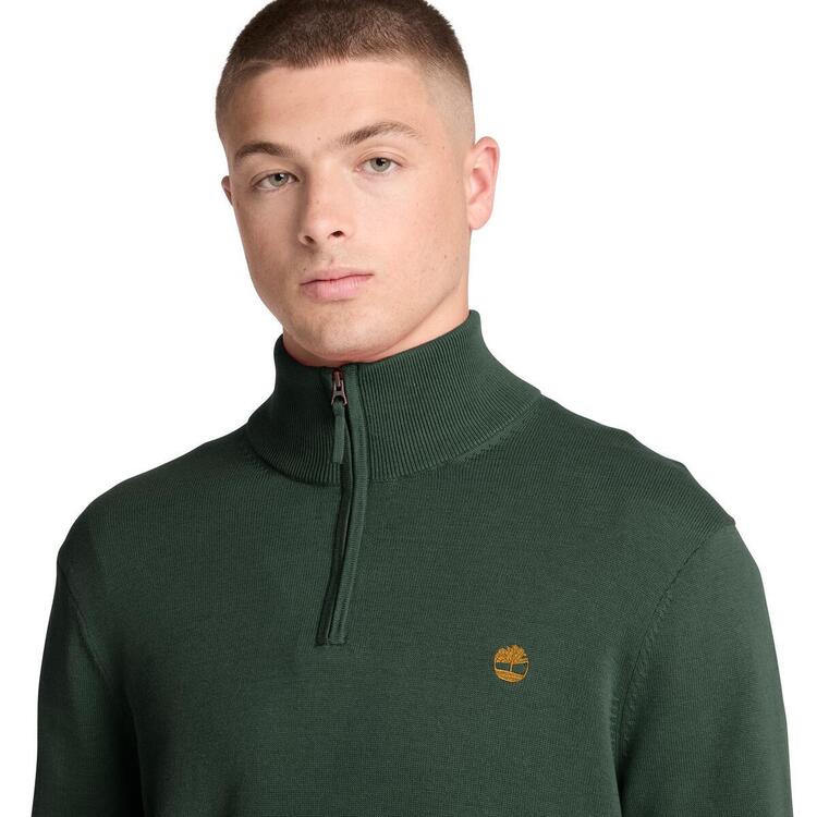 Men's Green Cotton 1/4 Zip Sweater Timberland TBC0YHAY-398