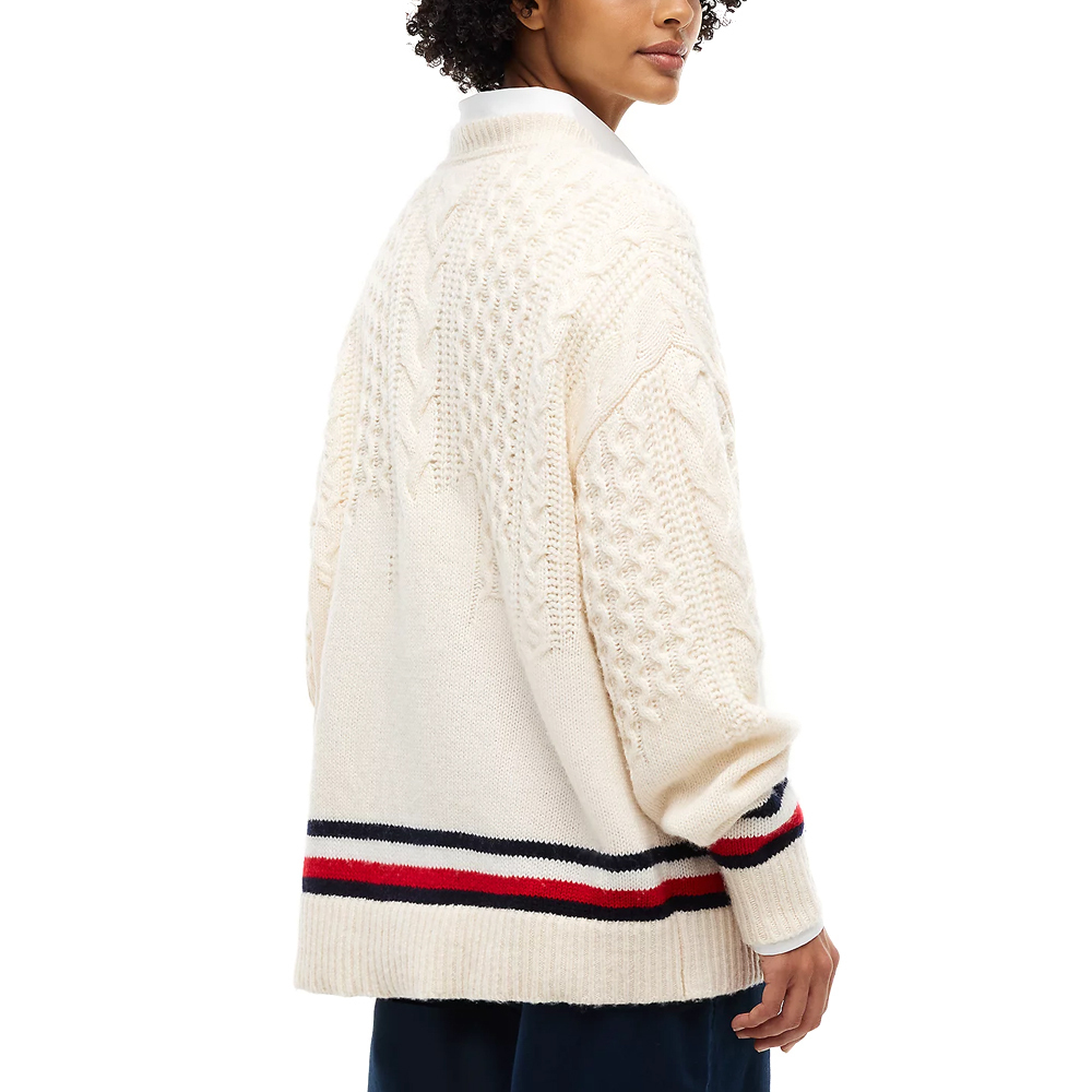 Women's Beige Tjw Ovs Placement Cable Sweater Tommy Jeans DW0DW23353-AEF