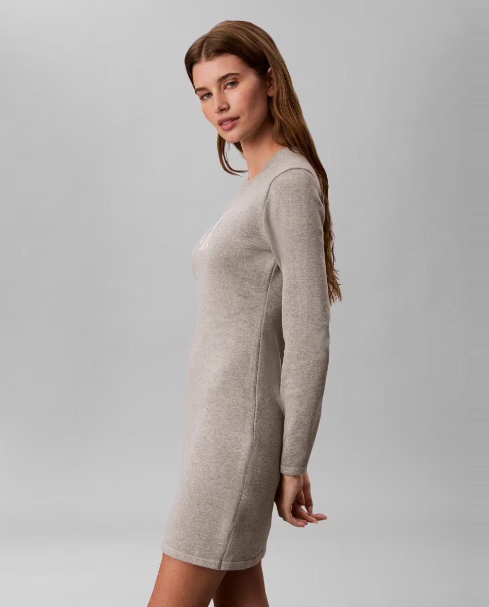 Women's Grey LS LOGO MINIDRESS Calvin Klein LV047H319G-P7A