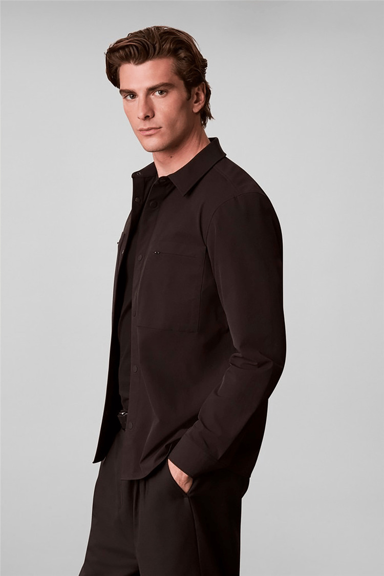 Men's Black Ls Tech Knit Dobby Classic Overshirt Calvin Klein LV04LH121G-UB1