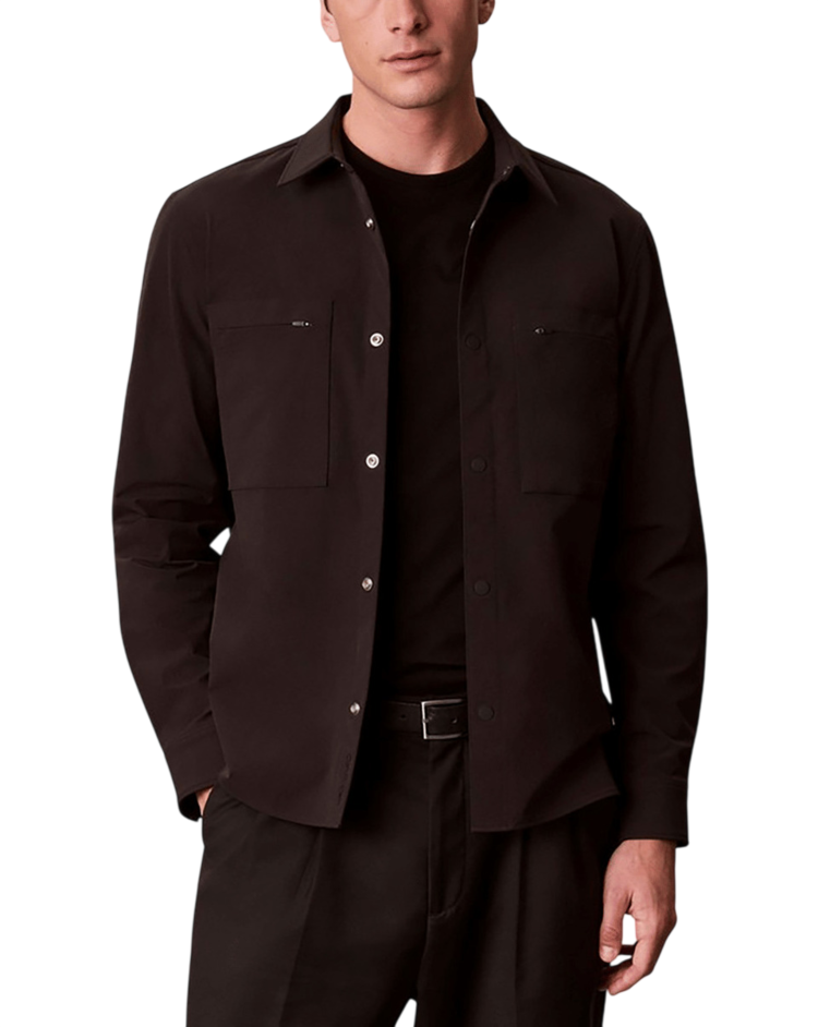 Men's Black Ls Tech Knit Dobby Classic Overshirt Calvin Klein LV04LH121G-UB1