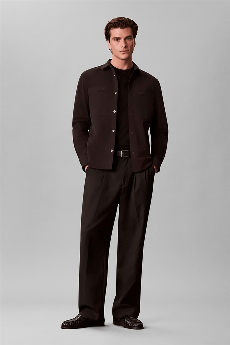 Men's Black Ls Tech Knit Dobby Classic Overshirt Calvin Klein LV04LH121G-UB1