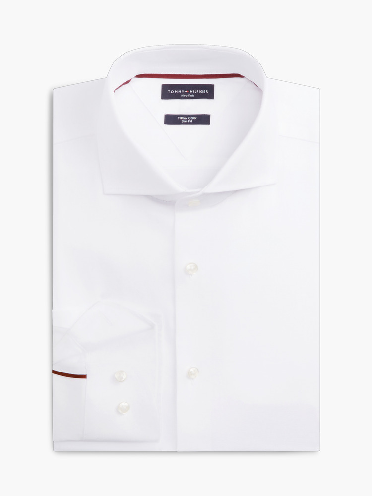 Men's White NY Flex Collar Dobby Shirt Tommy Hilfiger MW0MW44718-YBR