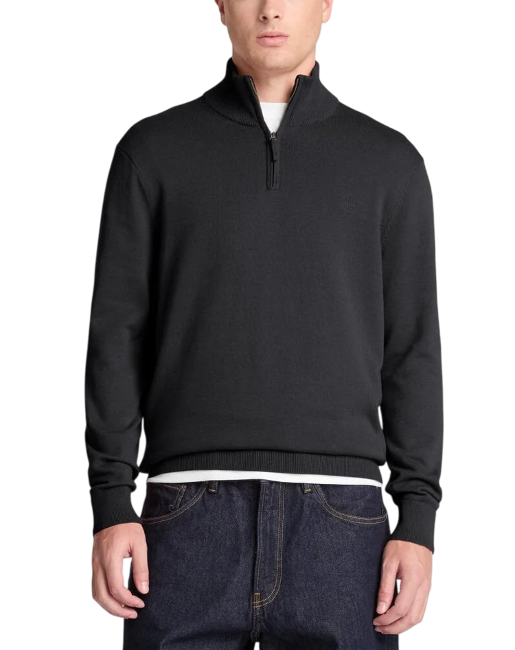 Men's Black Cotton 1/4 Zip Sweater Timberland TBC0YHAY-001
