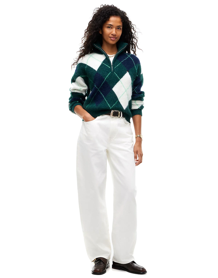 Women's Green Tjw Fluffy Quarter Zip Sweater Tommy Jeans DW0DW23351-MCD