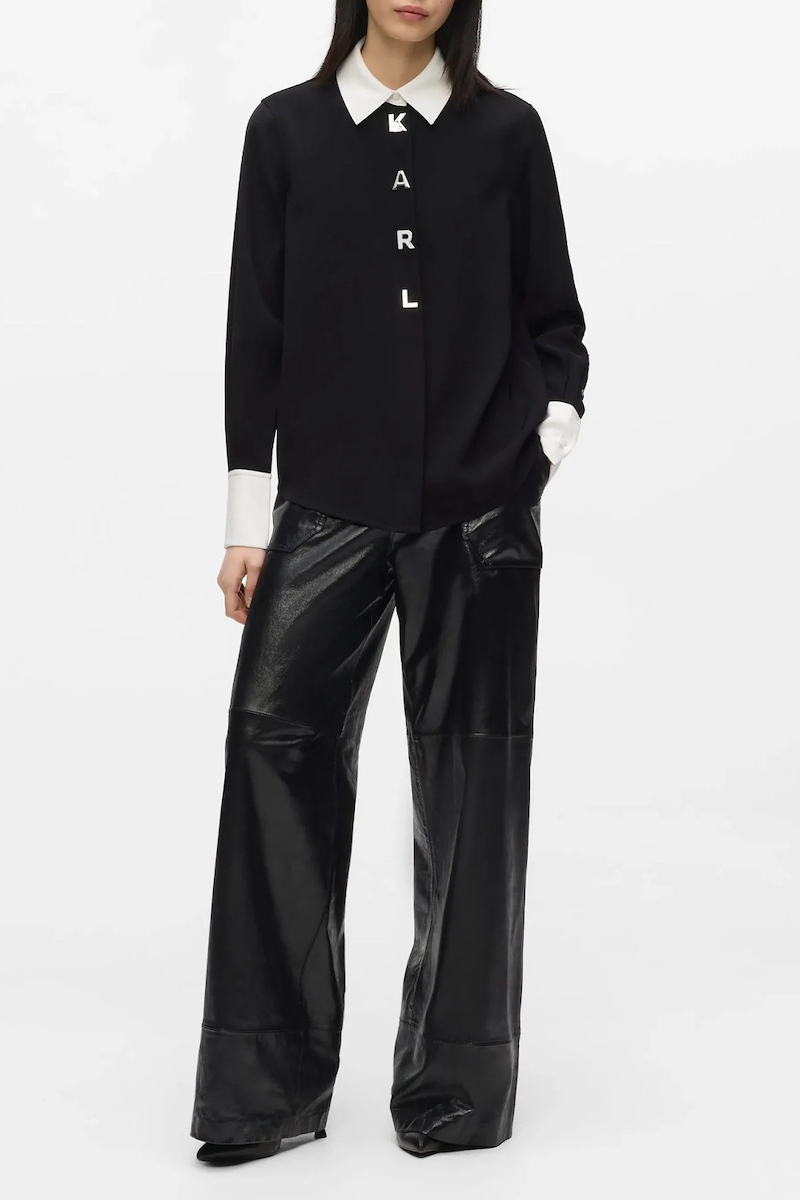 Γυναικείο Πουκάμισο Μαύρο Karl Lagerfeld B4W11010-998 Black/White