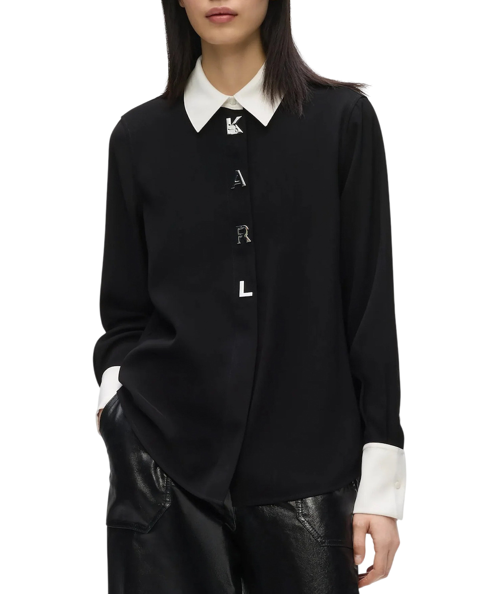 Γυναικείο Πουκάμισο Μαύρο Karl Lagerfeld B4W11010-998 Black/White