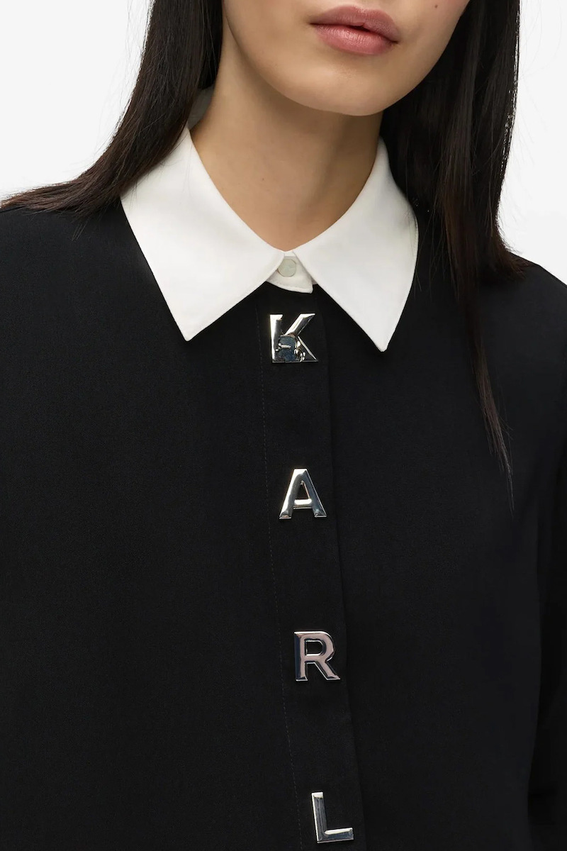 Γυναικείο Πουκάμισο Μαύρο Karl Lagerfeld B4W11010-998 Black/White