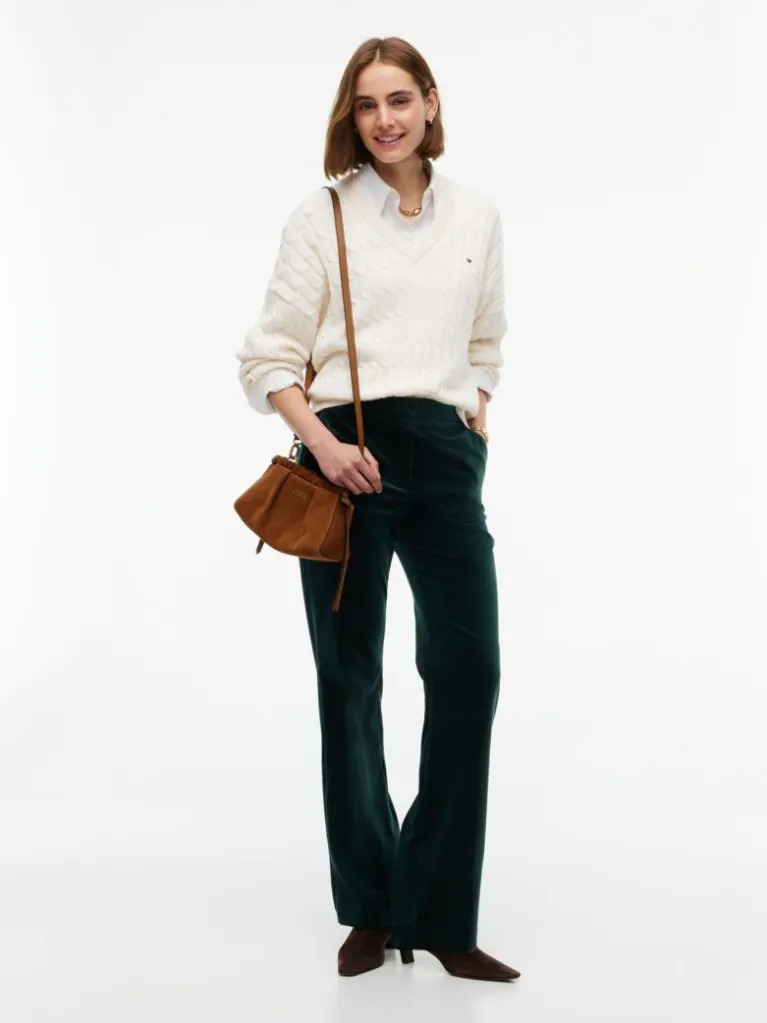Women's Green Velvet Slim Bootcut Pants Tommy Hilfiger WW0WW52201-LZP