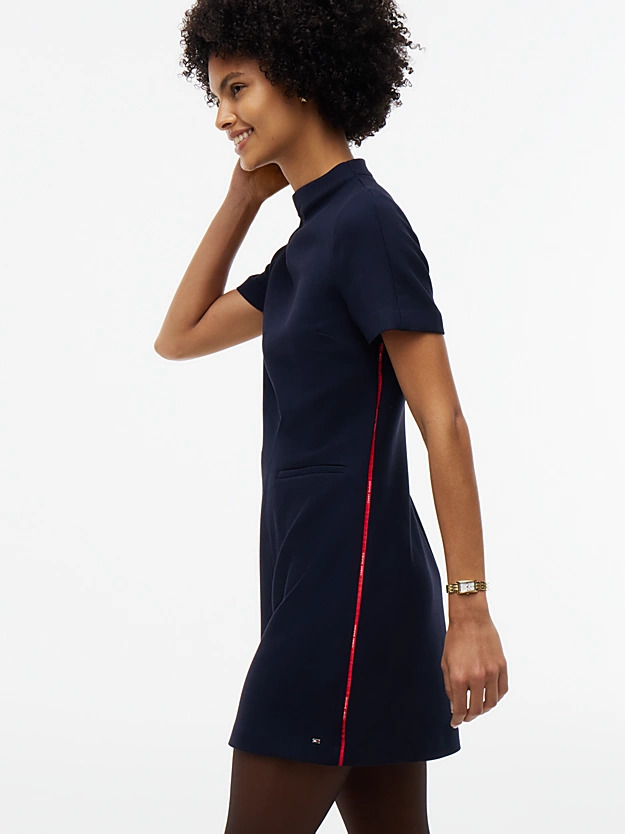 Women's Navy Blue Rwb Punto Short Dress Ss Tommy Hilfiger WW0WW51783-C1G