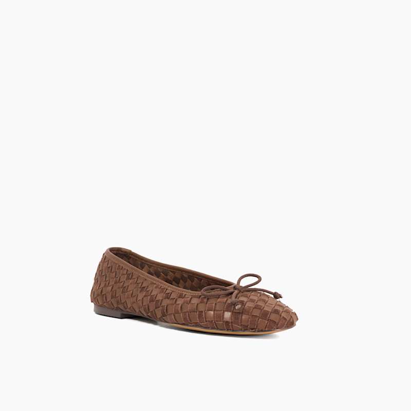 Women's Brown Leather Heat Ballet Pumps Dune London 0075510780013853-BROWN