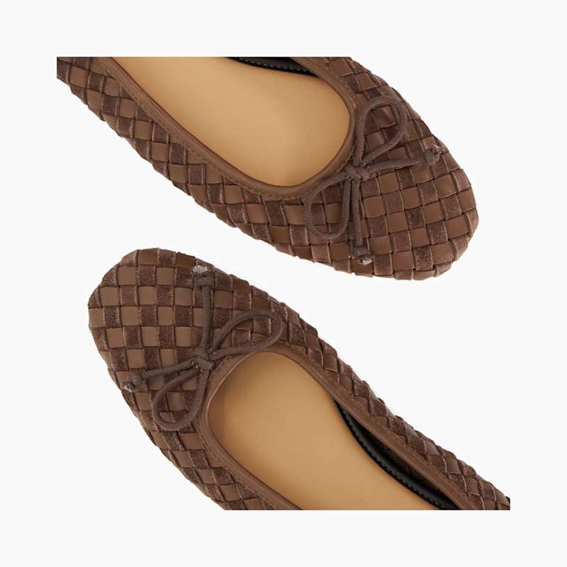 Women's Brown Leather Heat Ballet Pumps Dune London 0075510780013853-BROWN