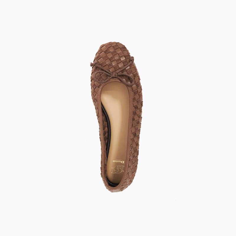 Women's Brown Leather Heat Ballet Pumps Dune London 0075510780013853-BROWN