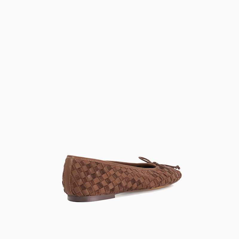Women's Brown Leather Heat Ballet Pumps Dune London 0075510780013853-BROWN