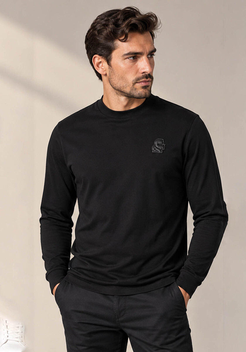Men's Black Longsleeve T-shirt Crewneck Karl Lagerfeld 755048 564235-990