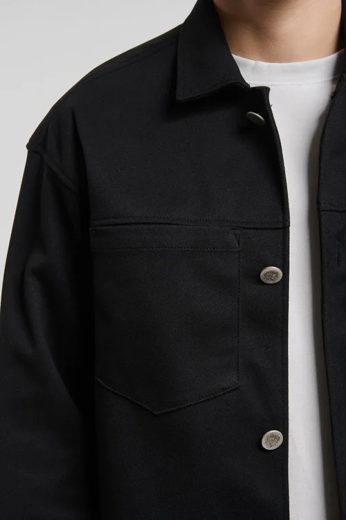 Men's Black Overshirt Royal Denim Santo5166-Black