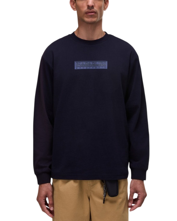 Men's Navy Blue S-Box Logo LS T-shirt Napapijri NP0A8BC5-1761