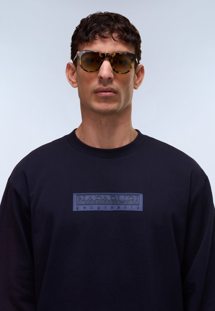 Men's Navy Blue S-Box Logo LS T-shirt Napapijri NP0A8BC5-1761