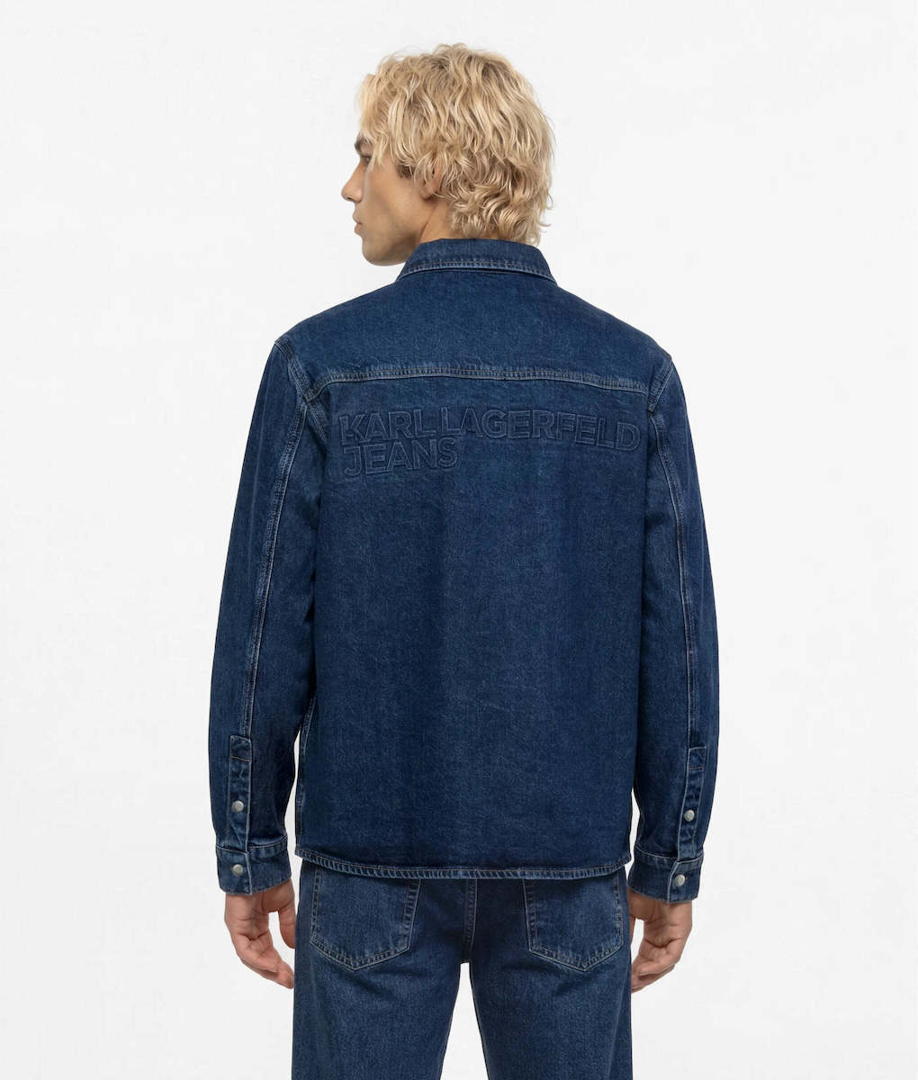 Men's Blue KLJ LOGO DENIM OVERSHIRT Karl Lagerfeld Jeans B4M16004-1NB Blue