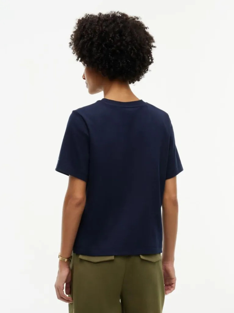 Women's Navy Blue Gold Script Mdrn C-Nk S/s Tee Tommy Hilfiger WW0WW51725-DW6
