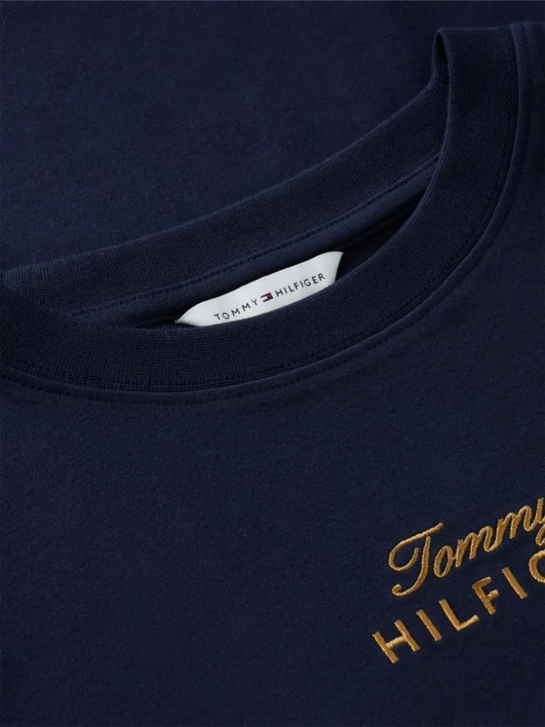Women's Navy Blue Gold Script Mdrn C-Nk S/s Tee Tommy Hilfiger WW0WW51725-DW6