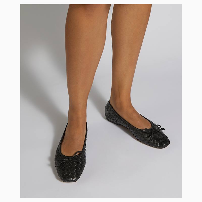 Women's Black Leather Heat Ballet Pumps Dune London 0075510780013484-BLACK