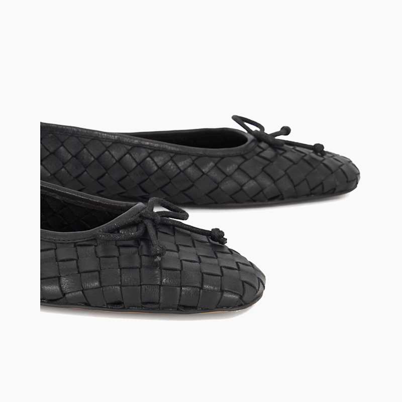 Women's Black Leather Heat Ballet Pumps Dune London 0075510780013484-BLACK