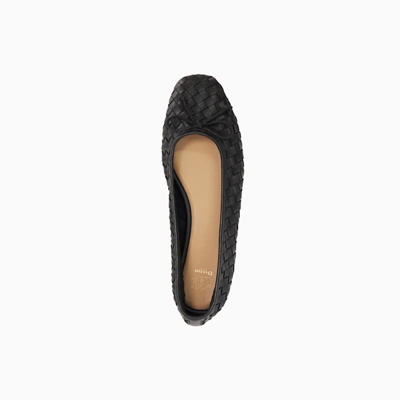 Women's Black Leather Heat Ballet Pumps Dune London 0075510780013484-BLACK