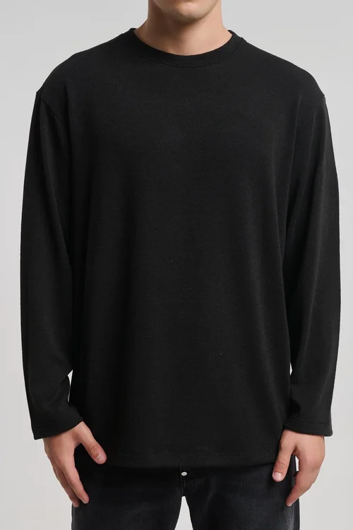 Men's Black Knitted Sweater Royal Denim Masuda4071-Black