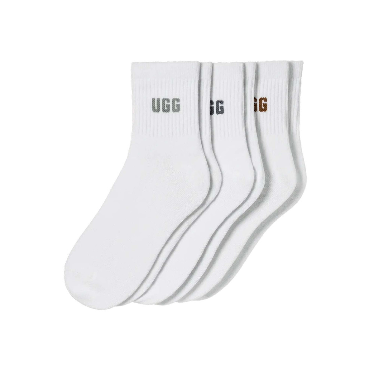 Women's White Quinlin Logo Quarter 3 Pack Socks UGG 1181412-SMYB