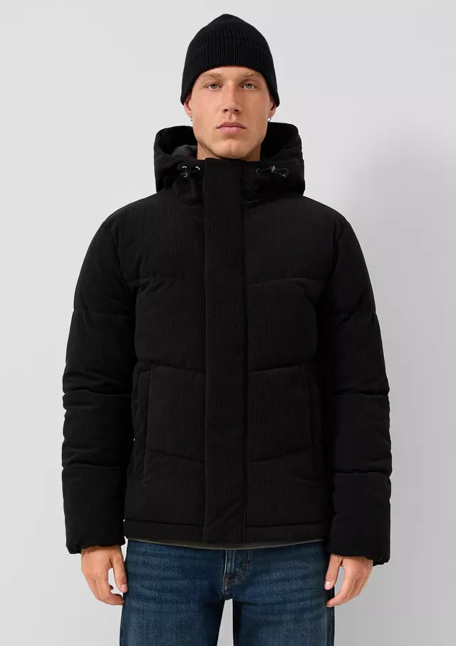 Men's Black Corduroy Puffer Jacket S.Oliver 2185944-9999