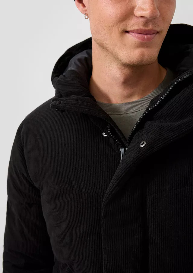 Men's Black Corduroy Puffer Jacket S.Oliver 2185944-9999