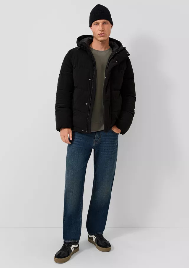 Men's Black Corduroy Puffer Jacket S.Oliver 2185944-9999