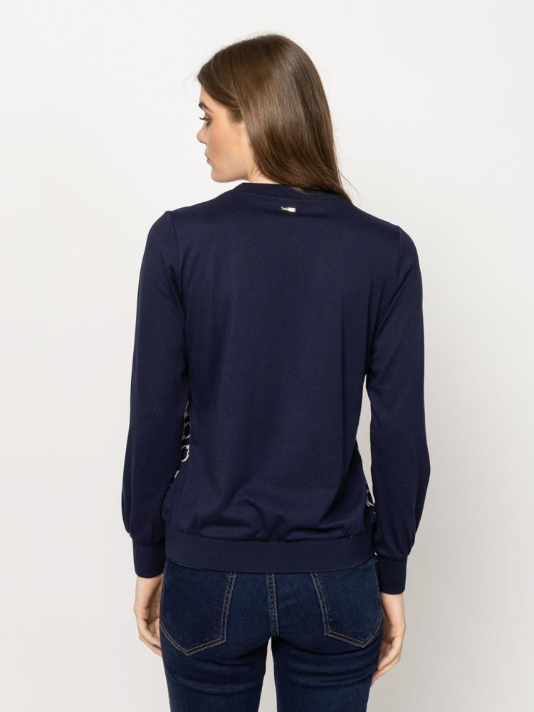 Women's Navy Blue Calishaw26 Longsleeve T-shirt Heavy Tools T15056-GEOMETRIC