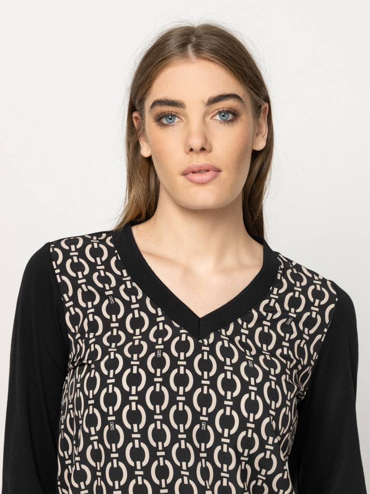 Women's Black Calishaw26 Longsleeve T-shirt Heavy Tools T15056-CHAIN