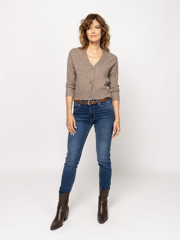 Women's Brown Hildy Knitted Cardigan Heavy Tools T90002-SMOKE