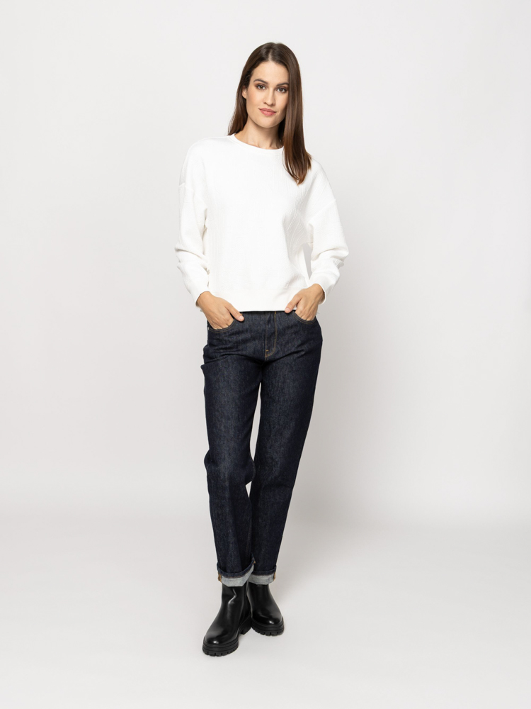Women's White Davenna Sweatshirt Heavy Tools T02036-WHITE