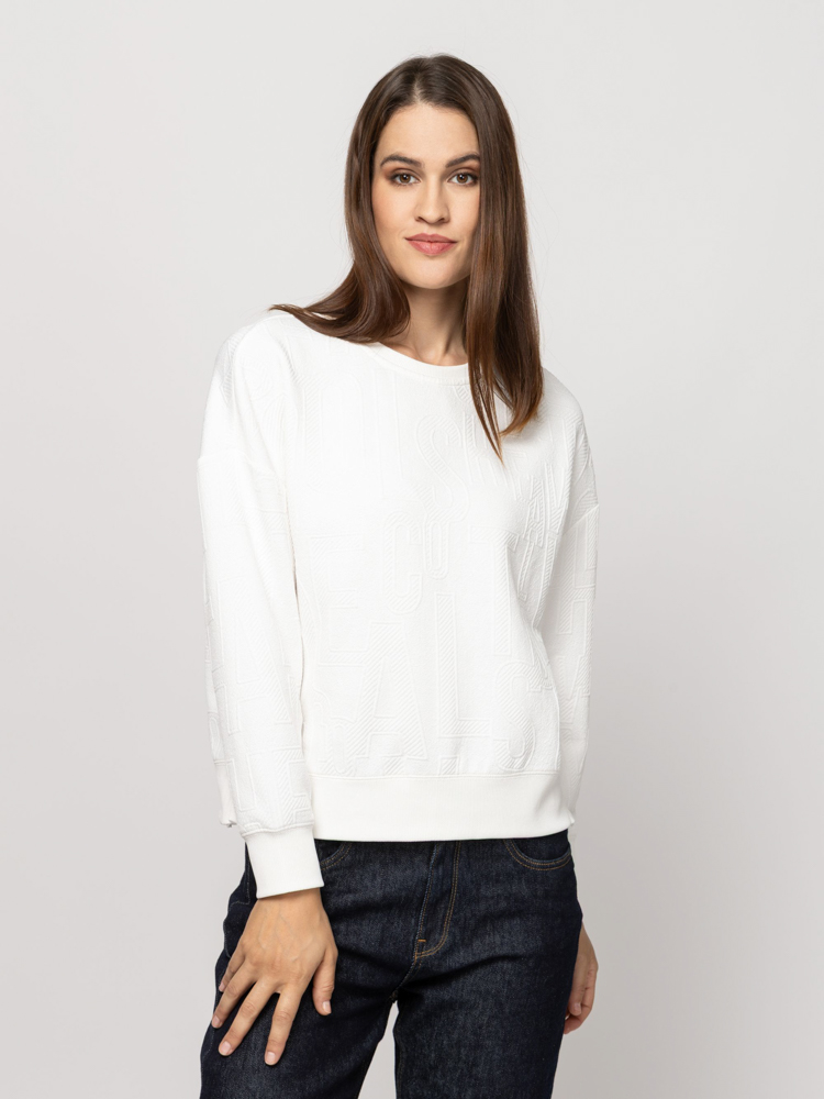 Women's White Davenna Sweatshirt Heavy Tools T02036-WHITE