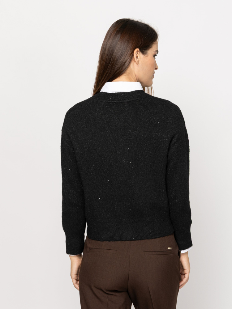 Women's Black Hildy Knitted Cardigan Heavy Tools T90002-BLACK
