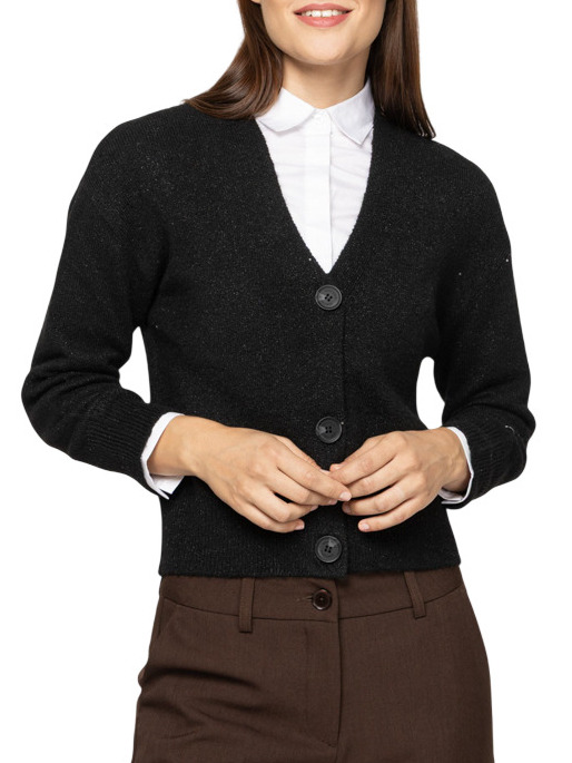 Women's Black Hildy Knitted Cardigan Heavy Tools T90002-BLACK