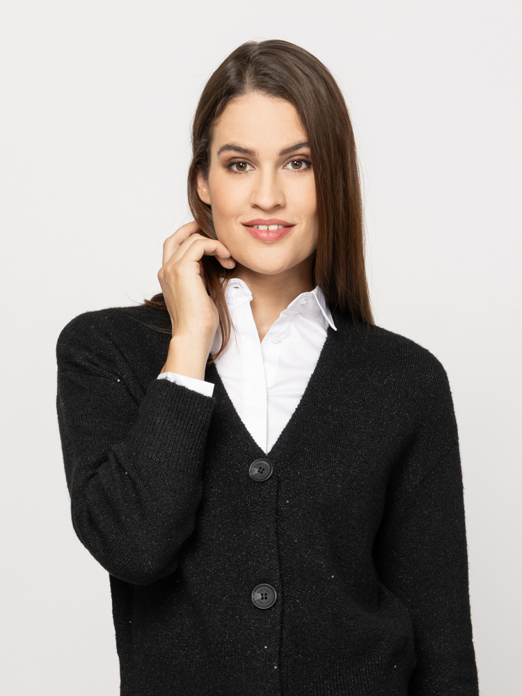Women's Black Hildy Knitted Cardigan Heavy Tools T90002-BLACK