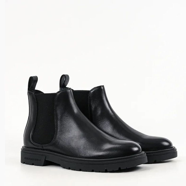 Men's Black Leather KOBY LUG Chelsea Boot Karl Lagerfeld KL11836-000 Black