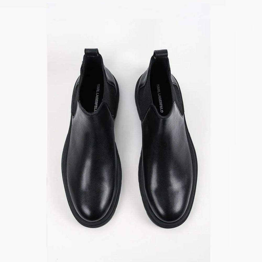 Men's Black Leather KOBY LUG Chelsea Boot Karl Lagerfeld KL11836-000 Black