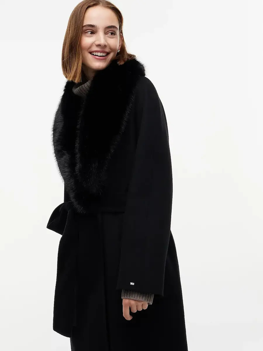 Women's Black Df Wool Reg Belted Coat Tommy Hilfiger WW0WW51105-BDS
