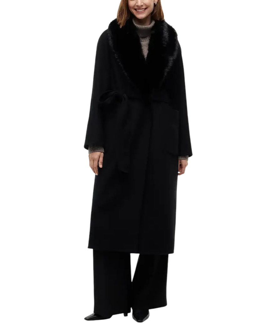 Women's Black Df Wool Reg Belted Coat Tommy Hilfiger WW0WW51105-BDS