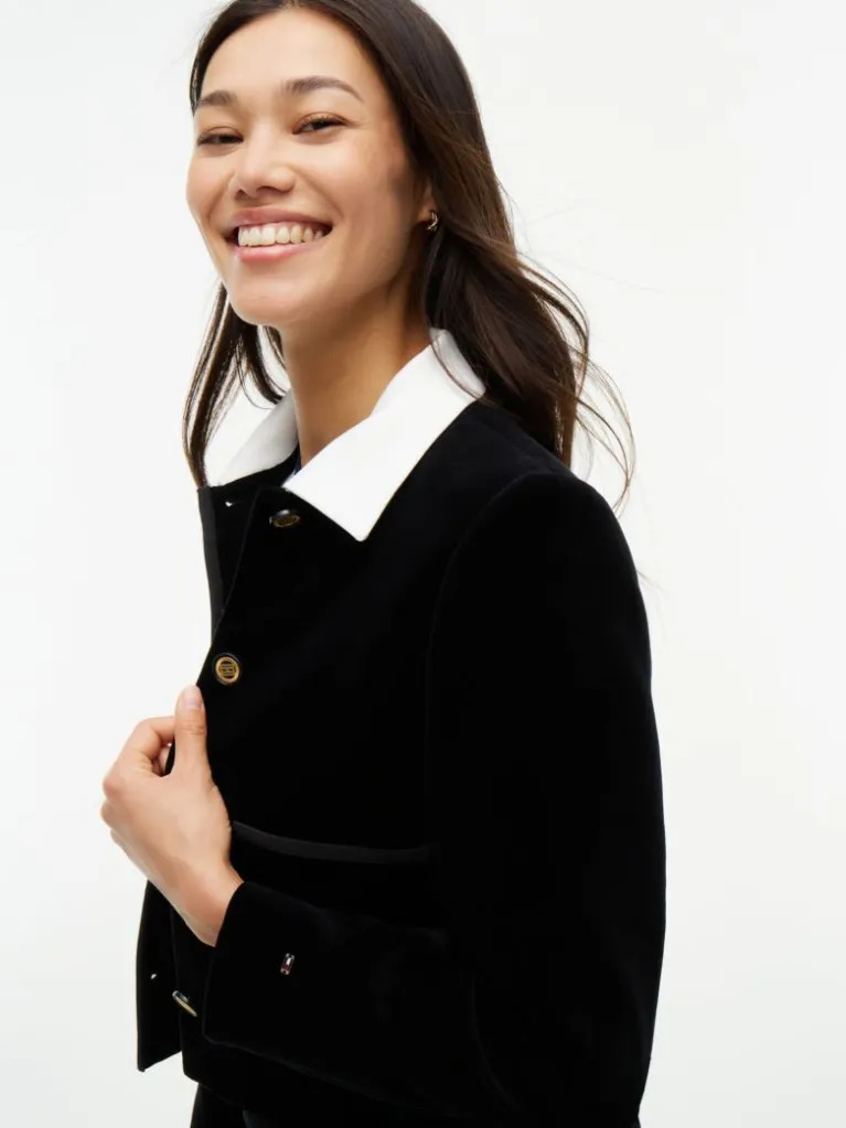 Women's Black Contrast Velvet Band Jacket Tommy Hilfiger WW0WW51841-BDS
