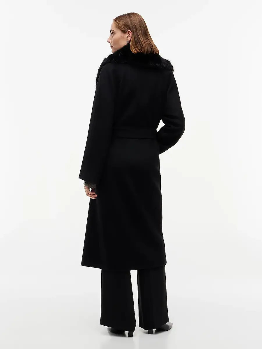 Women's Black Df Wool Reg Belted Coat Tommy Hilfiger WW0WW51105-BDS